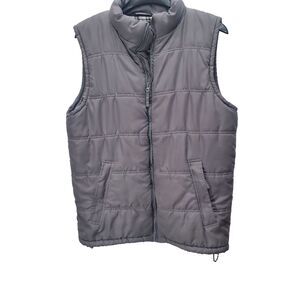 Weather Wear Puffer Vest Mens XL Plaid Flannel Lined Gray Outdoor Hiking Casual